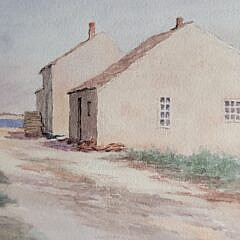 Jane Brewster Reid (1862-1966) Nantucket Watercolor View “Swain’s Wharf”