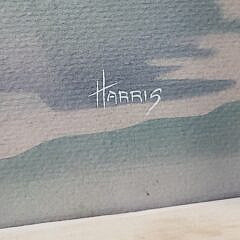 Pair of Art Deco Airbrush Watercolor Nantucket Harbor Scenes