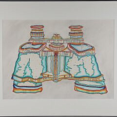 J. Bradford Contemporary Gouache and Marker Painting circa 1976