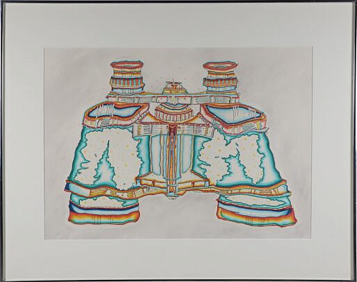 J. Bradford Contemporary Gouache and Marker Painting circa 1976