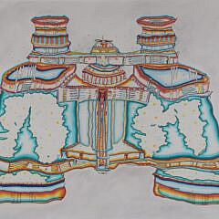 J. Bradford Contemporary Gouache and Marker Painting circa 1976