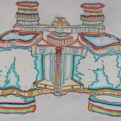 J. Bradford Contemporary Gouache and Marker Painting circa 1976
