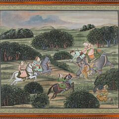 Indian Gouache on Fabric “The Hunt”