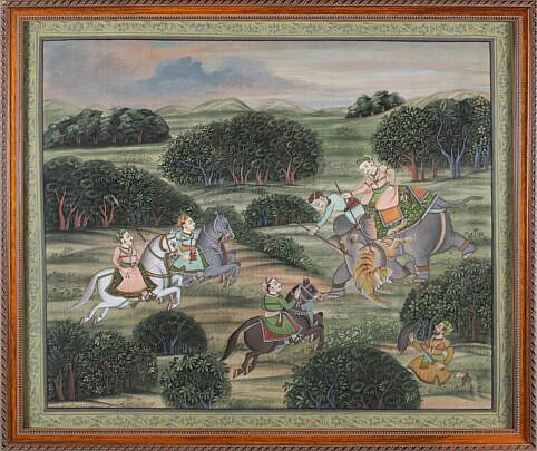 Indian Gouache on Fabric "The Hunt"