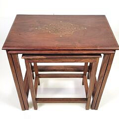 Three Vintage Anglo Indian Nesting Teakwood Tables