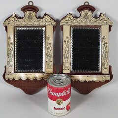 Pair of Fine Antique Scrimshaw Engraved Bone Mirrored Shelves
