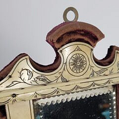 Pair of Fine Antique Scrimshaw Engraved Bone Mirrored Shelves