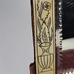 Pair of Fine Antique Scrimshaw Engraved Bone Mirrored Shelves