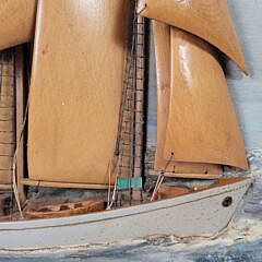Vintage Nautical Folk Art American Yacht Diorama Ship Plaque