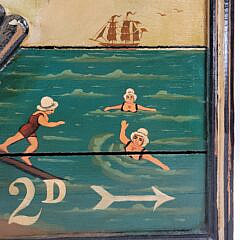 Vintage Folk Art Municipal Beach Bathing Huts Advertising Sign