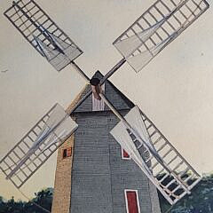 Winthrop L . Clapp Watercolor View “Old Mill, Nantucket”
