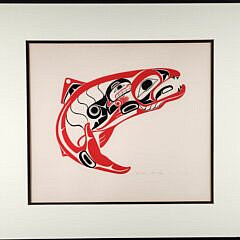 Vintage Art Bolton Northwest Coast Tsimshian Dog Salmon Print