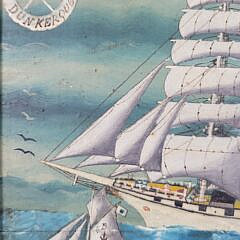 Pair of Antique 19th C. French Folk Art Sailing Ship Portraits