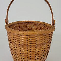Vintage Arthur Martin Handcraft Oval Swing Handle Nantucket Basket