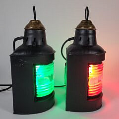 Antique Perko Port and Starboard Nautical Ship Light Lanterns