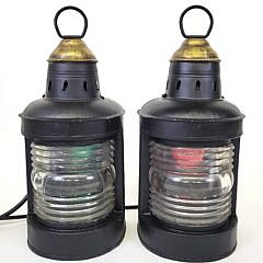 Antique Perko Port and Starboard Nautical Ship Light Lanterns