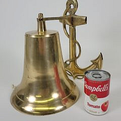 Vintage Brass Nautical Ship Bell With Anchor Mount