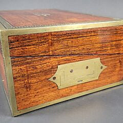 Fine 19th C. Anglo Indian Brass Inlaid Campaign Lap Desk Box