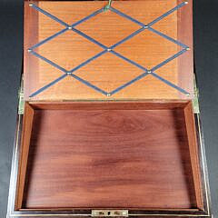 Fine 19th C. Anglo Indian Brass Inlaid Campaign Lap Desk Box