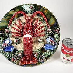 Large Antique Portuguese Palissy Ware Majolica Lobster Plate
