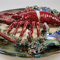 Large Antique Portuguese Palissy Ware Majolica Lobster Plate
