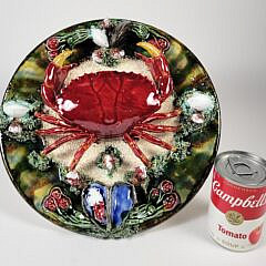 Large Antique Portuguese Palissy Ware Majolica Crab Plate