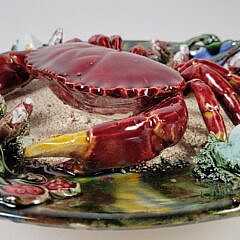 Large Antique Portuguese Palissy Ware Majolica Crab Plate