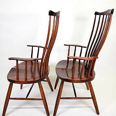 Pair of Stephen Swift Figured Cherry Wood Pomfret Windsor Armchairs