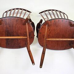 Pair of Stephen Swift Figured Cherry Wood Pomfret Windsor Armchairs