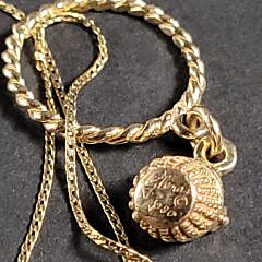 Vintage 1980 Golden Basket Glenaan Eliot 14K Gold Miniature Nantucket Basket Pendant Necklace
