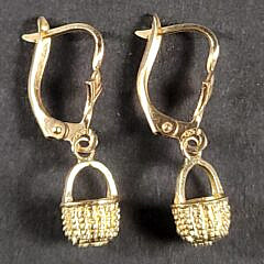 Pair of 14K Gold Miniature Nantucket Basket Earrings