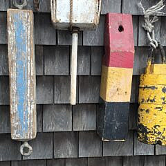 Collection of Eleven Vintage Painted Wood Nautical Maritime Buoys, 20th century