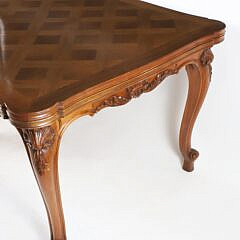 French Parquetry Inlaid Extension Dining Table
