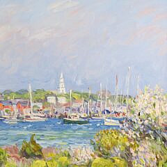 Jan Pawlowski Oil on Canvas “View of the Town of Nantucket from Monomoy”