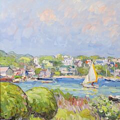 Jan Pawlowski Oil on Canvas “View of the Town of Nantucket from Monomoy”