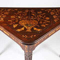 Continental Marquetry Inlaid Corner Card Table, 19th Century