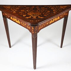 Continental Marquetry Inlaid Corner Card Table, 19th Century