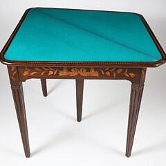 Continental Marquetry Inlaid Corner Card Table, 19th Century