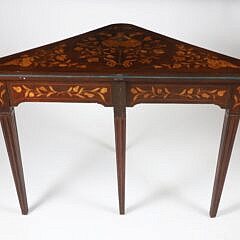 Continental Marquetry Inlaid Corner Card Table, 19th Century
