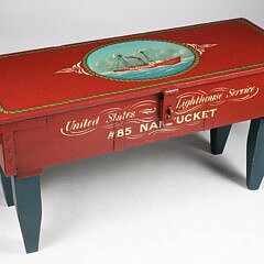 Contemporary "Nantucket Lightship" Painted Decorated Box on Stand