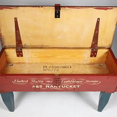 Contemporary “Nantucket Lightship” Painted Decorated Box on Stand