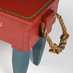 Contemporary “Nantucket Lightship” Painted Decorated Box on Stand
