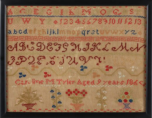 American Sampler Worked By Caroline M. Tyler, circa 1865