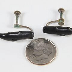Pair of Charlie Sayle Sr. Carved Ebony Whale Earrings