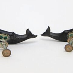 Pair of Charlie Sayle Sr. Carved Ebony Whale Earrings