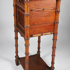 Marble Top Bamboo Side Table with Cabinet Door and Drawer