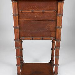 Marble Top Bamboo Side Table with Cabinet Door and Drawer