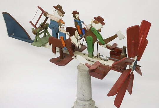 Vintage Four-Action Figure Whirligig in Original Paint