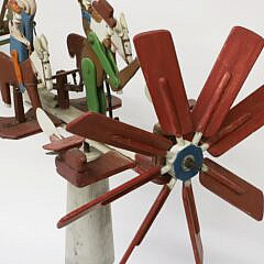 Vintage Folk Art Four-Action Figure Whirligig in Original Paint