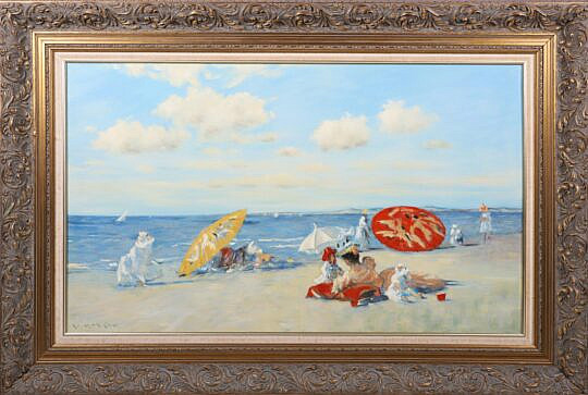 Contemporary Oil on Canvas "Beach Scene"